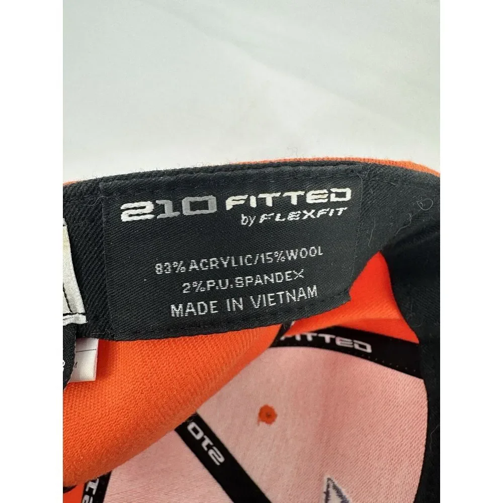 Adidas Flex Fit Hat 210 Fitted Flexfit 7 1/4 - 7 5/8 Orange And Gray‎ Cap Logo